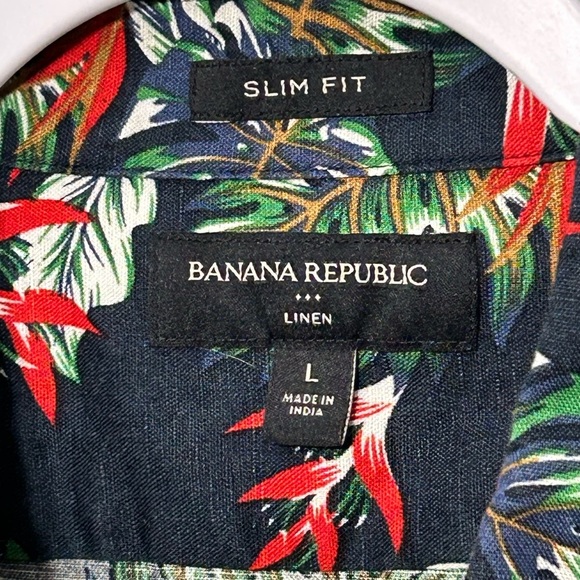 Banana Republic Factory Linen Blend Hawaiian Tropical Floral Button Up S… - Picture 7 of 10